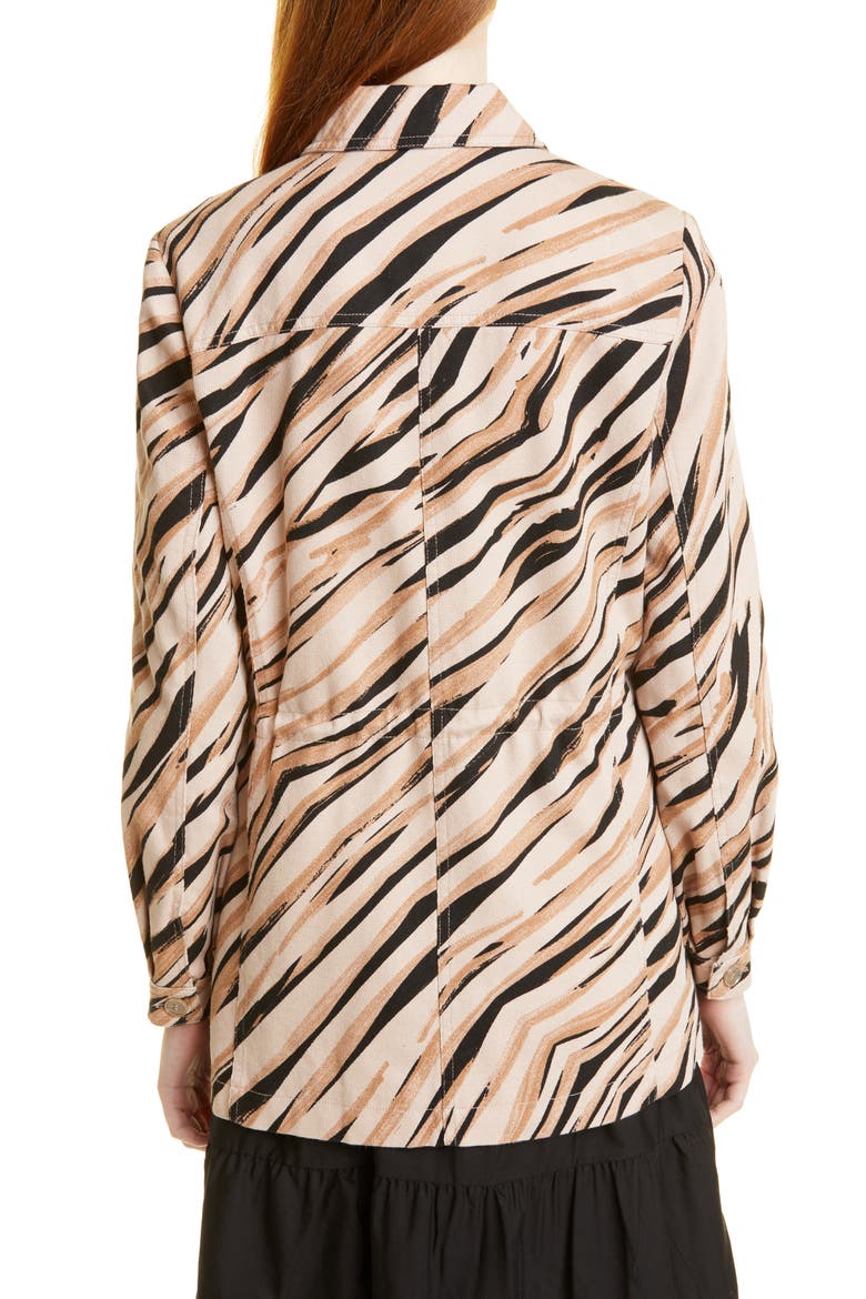 Hamiel Animal Print Cotton Cargo Jacket, Alternate, color, NATURAL