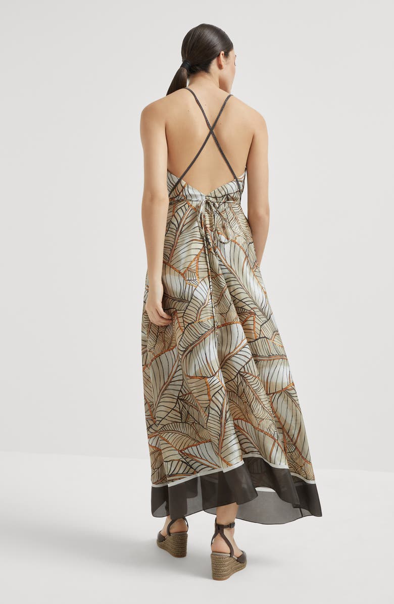 Brunello Cucinelli Papyrus print dress with monili, Alternate, color,