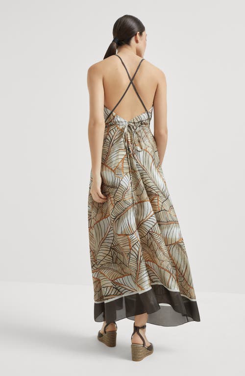 Brunello Cucinelli Papyrus Print Dress With Monili