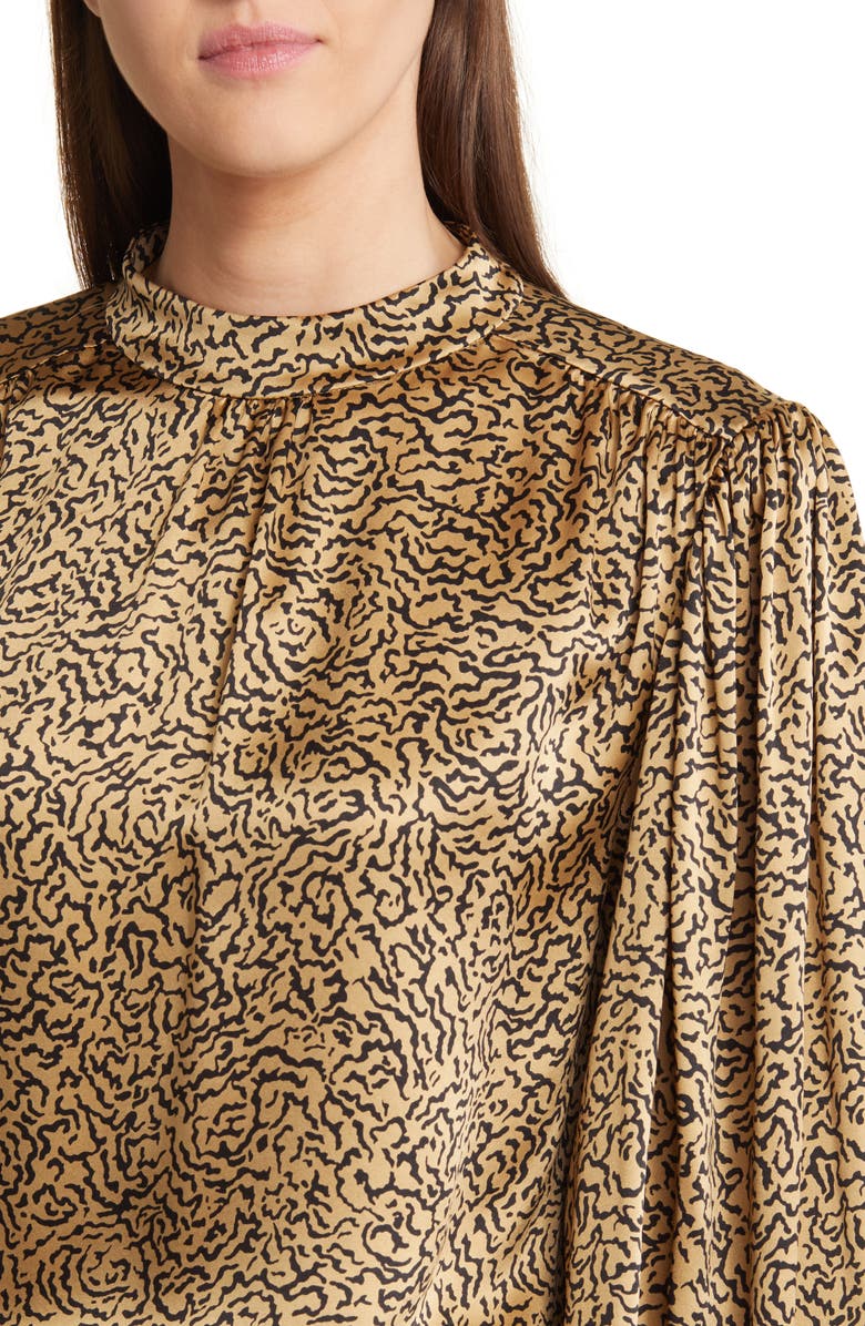 FRAME Abstract Print Balloon Sleeve Silk Top, Alternate, color,