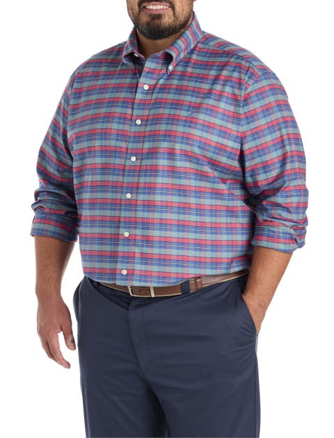 Big & Tall  Non-Iron Oxford Plaid Sport Shirt