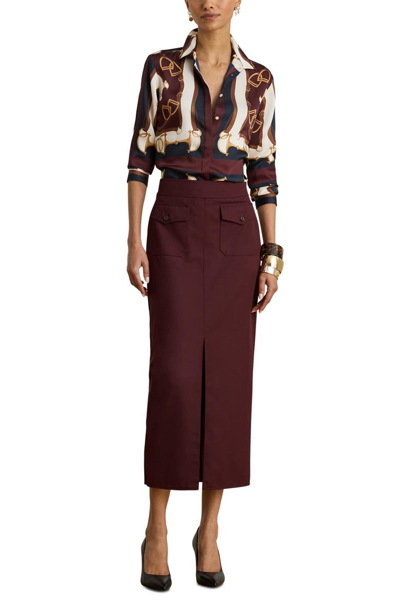 Lauren Ralph Lauren Wool Blend Pencil Skirt, Alternate, color, Dark Garnet