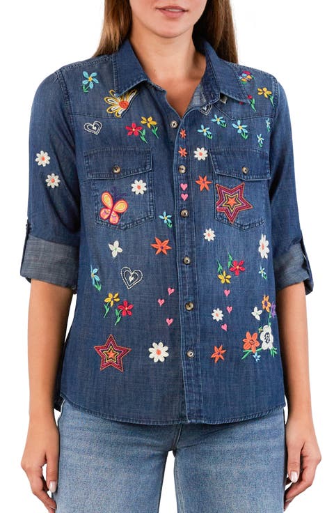 Sketchbook Embroidered Button-Up Shirt