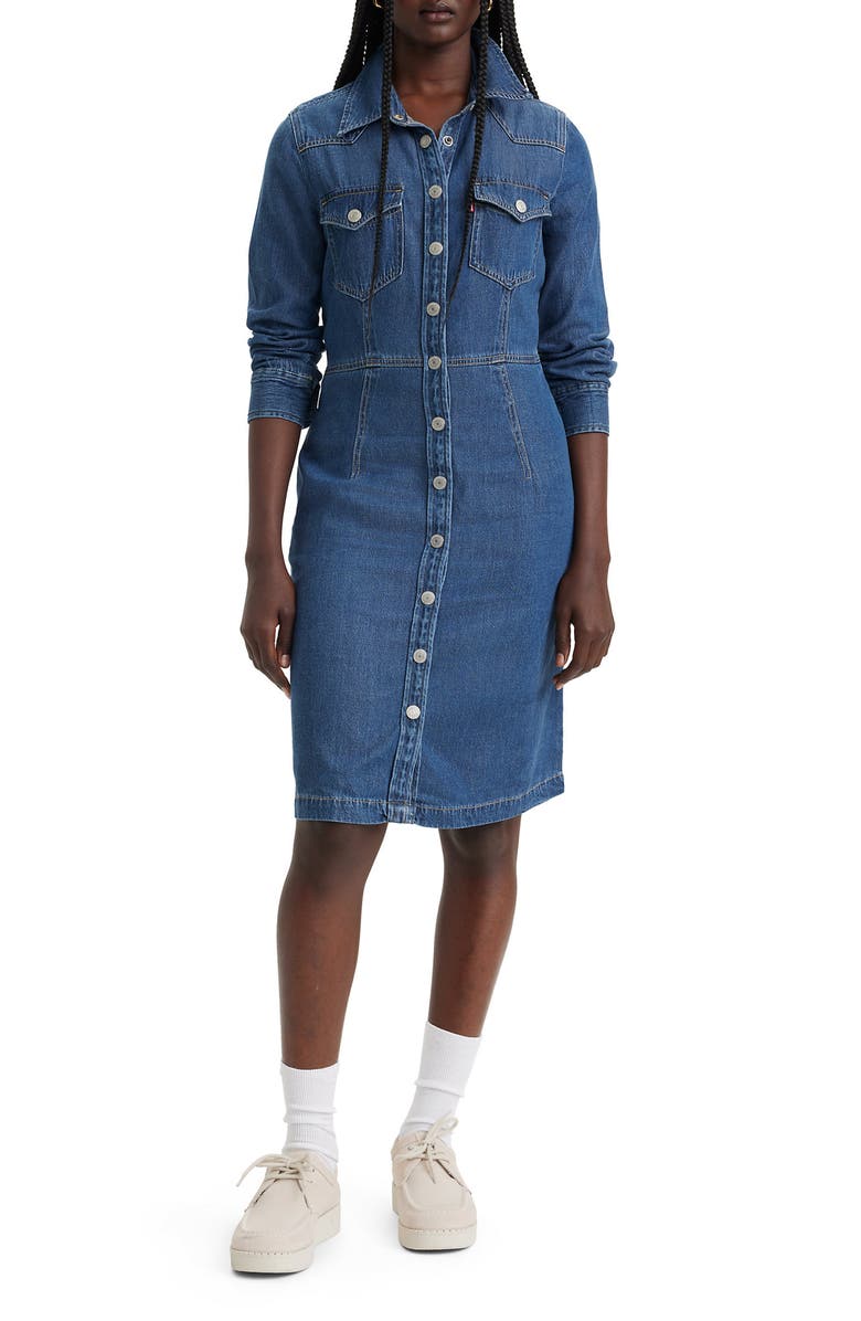 Levi's<sup>®</sup> Otto Long Sleeve Denim Shirtdress, Main, color, 
