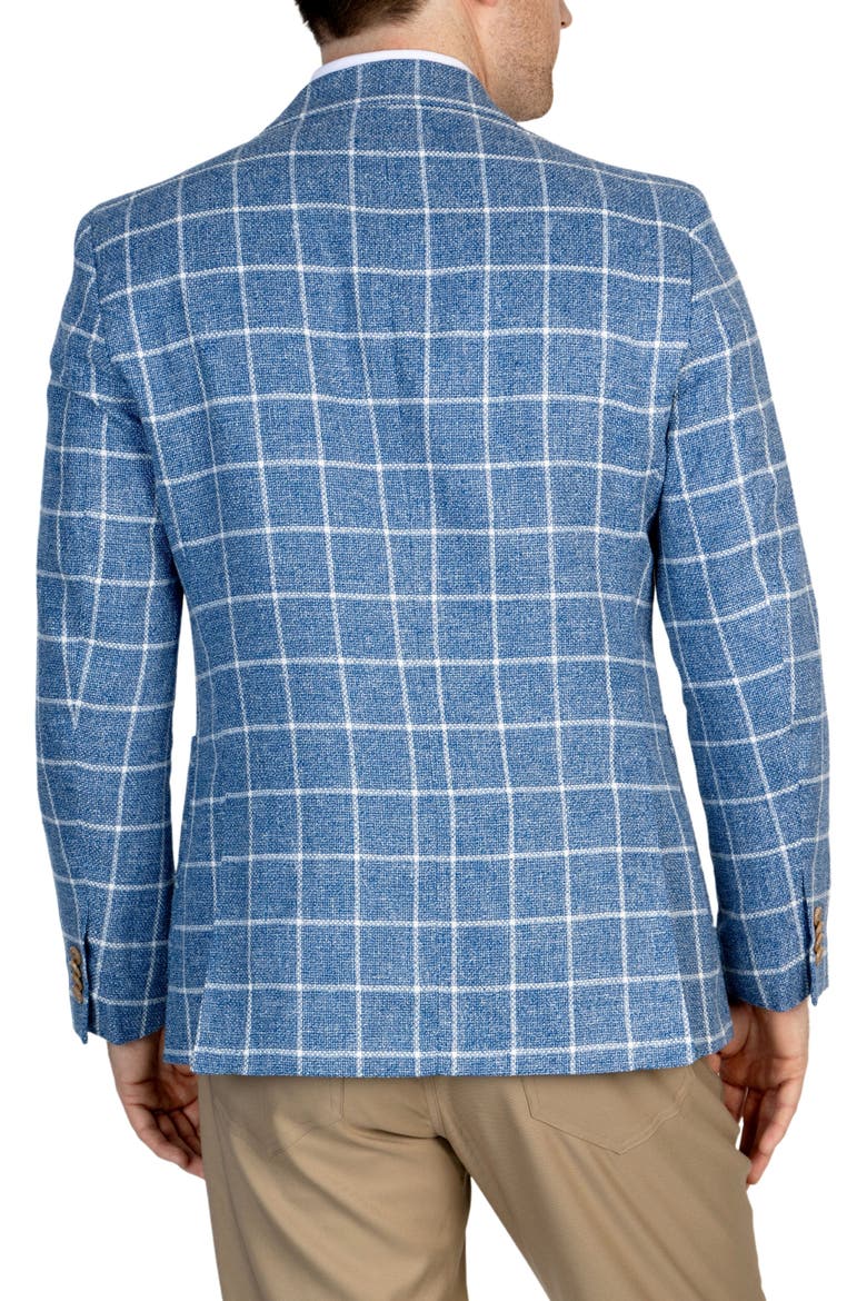 Blue Windowpane Notch Lapel Linen Blend Sport Coat, Alternate, color, PRUSSIAN BLUE