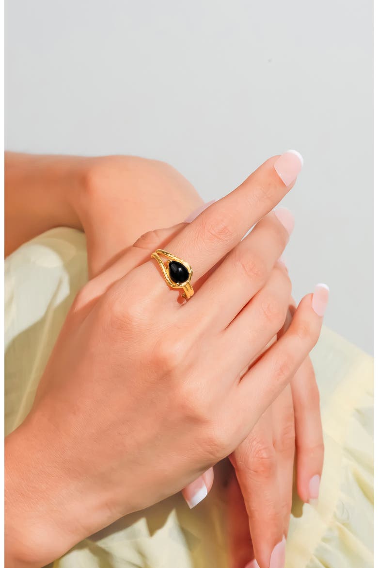 Pear Citrine Split Band Ring, Alternate, color, BLACK