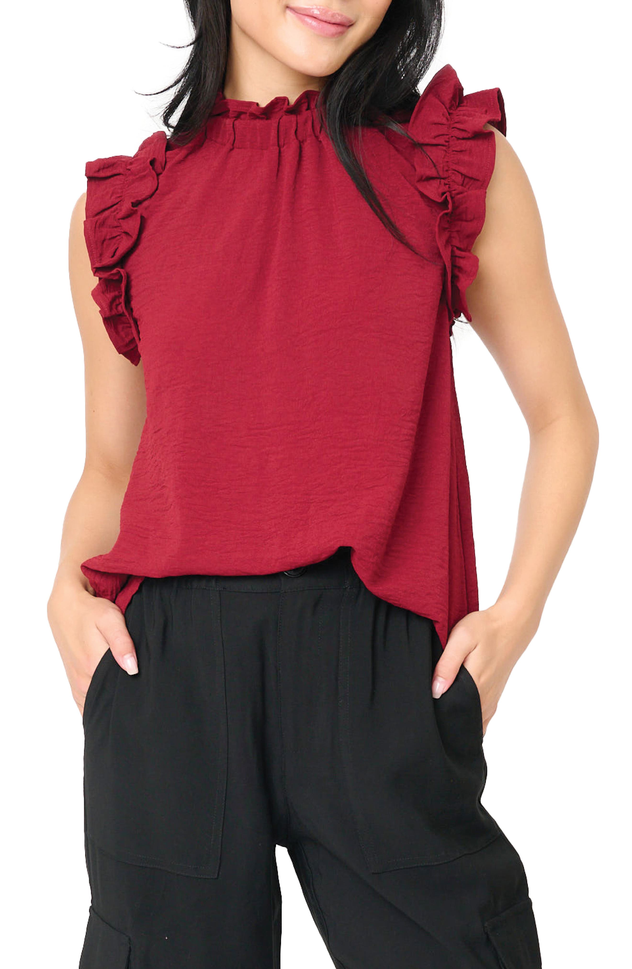 GIBSONLOOK Ruffle Cap Sleeve Top