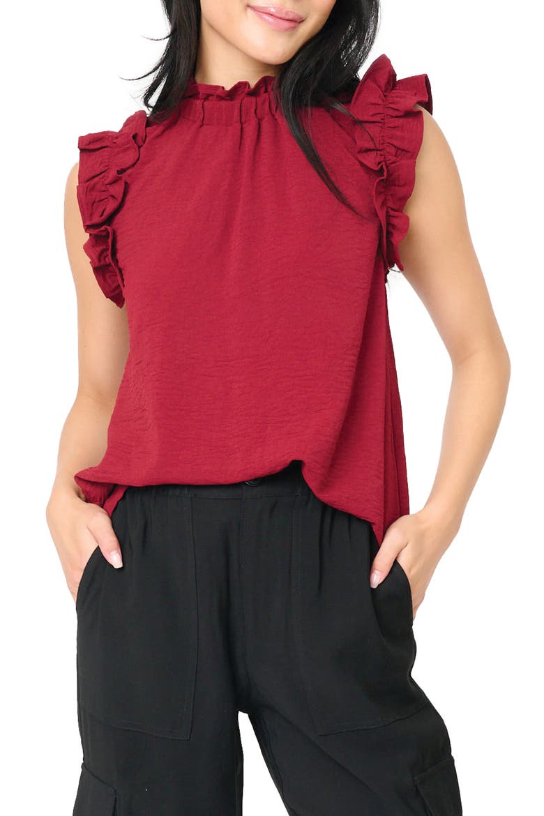 Ruffle Cap Sleeve Top, Main, color, SUGAR BEET