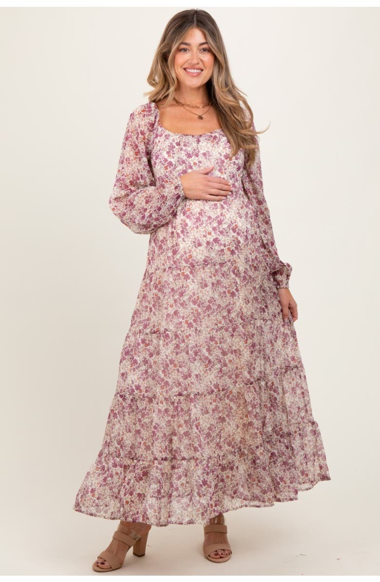 PinkBlush Floral Floral Chiffon Maxi Dress, Alternate, color, Mauve