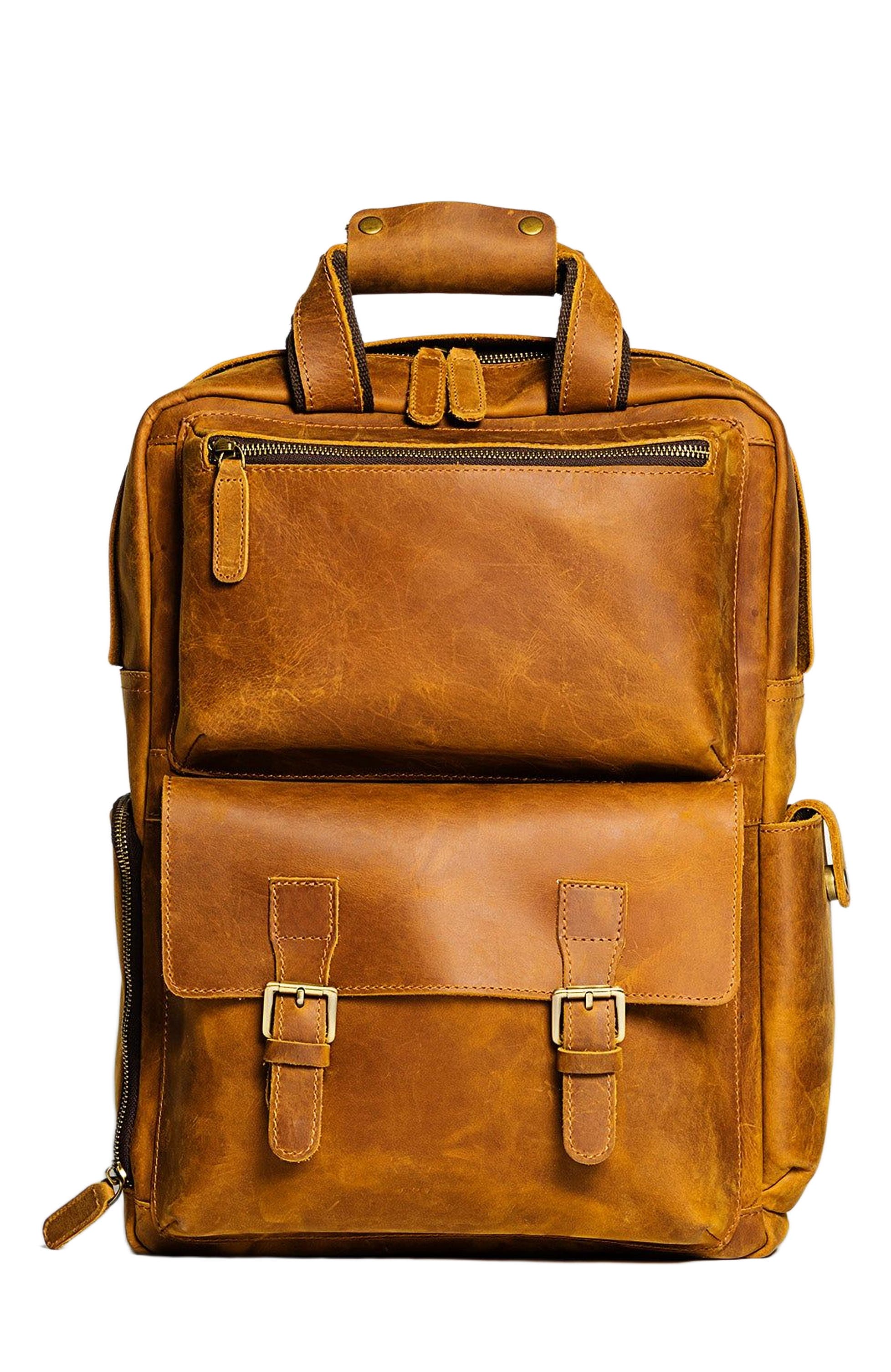 STEEL HORSE LEATHER The MANN Bag | Large Capacity Leather Camera Backpack, Main, color, Brown