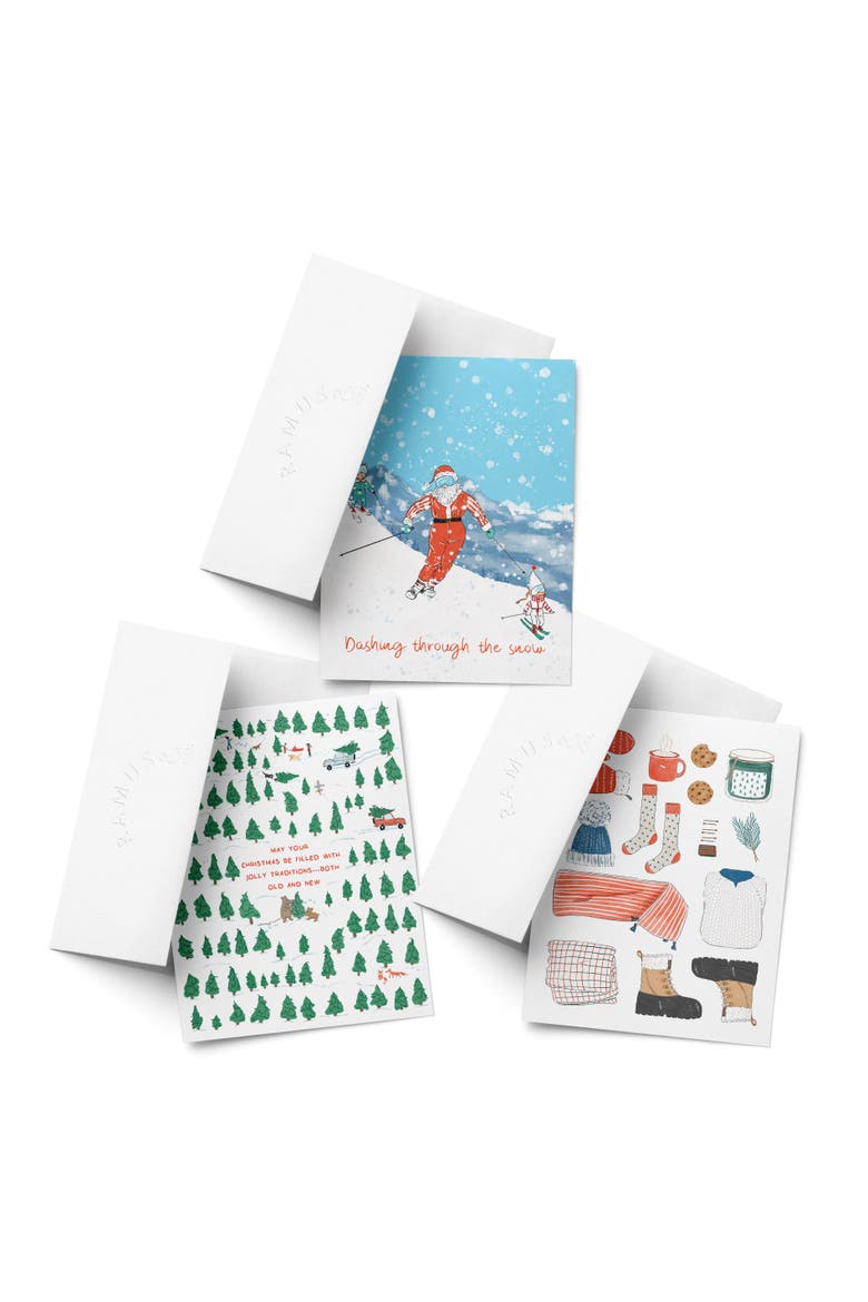 Ski Santa, Jolly Traditions, Winter Essentials Winter/Holiday/Christmas Greeting Card Pack Sets, Main, color, Multi-Pack