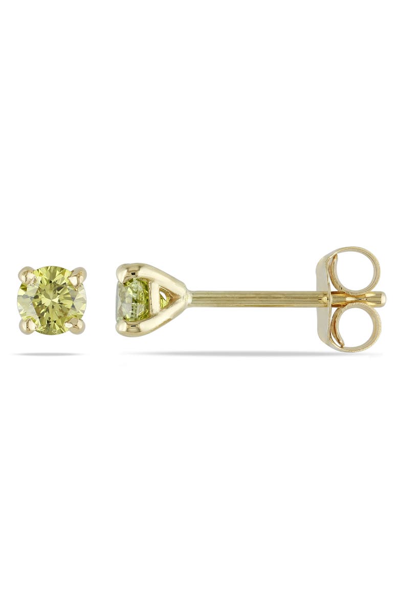 Yellow Diamond Stud Earrings 14K, Main, color, Diamond