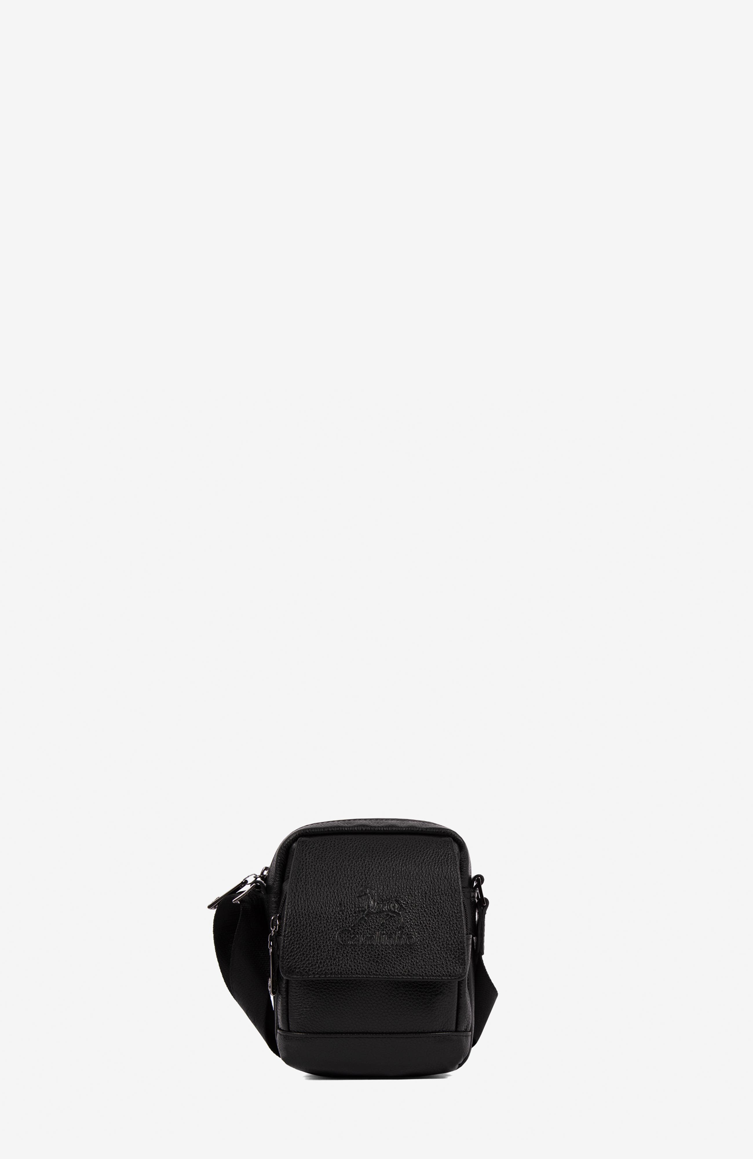 El Cavaleiro 487 Leather Traveler Crossbody Bag, Main, color, Black