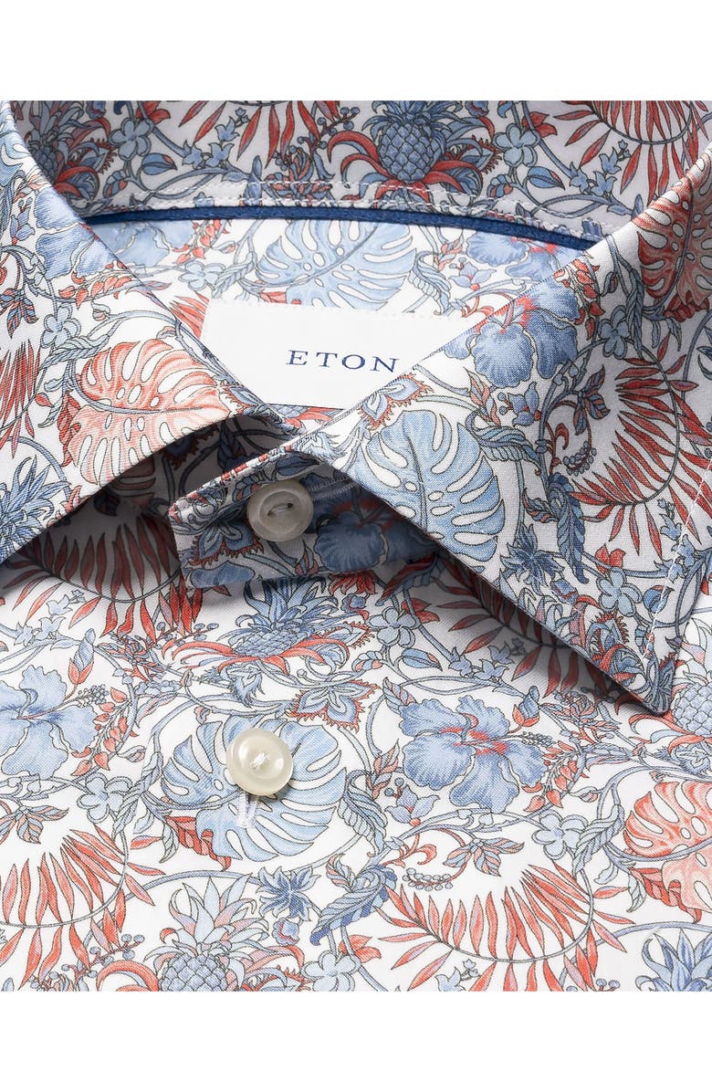 Eton Contemporary Fit Floral Dress Shirt, Alternate, color, Medium Red