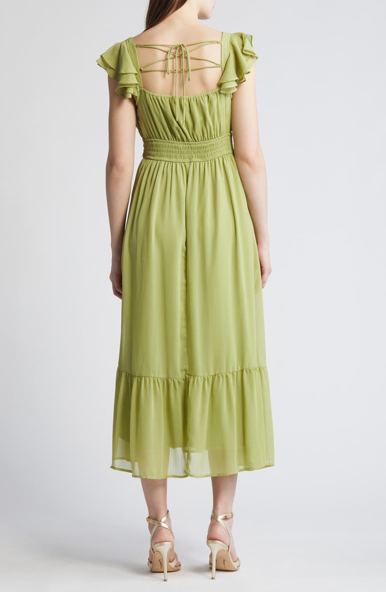 AUGUST SKY V-Neck Ruffle Chiffon Midi Dress, Alternate, color, 