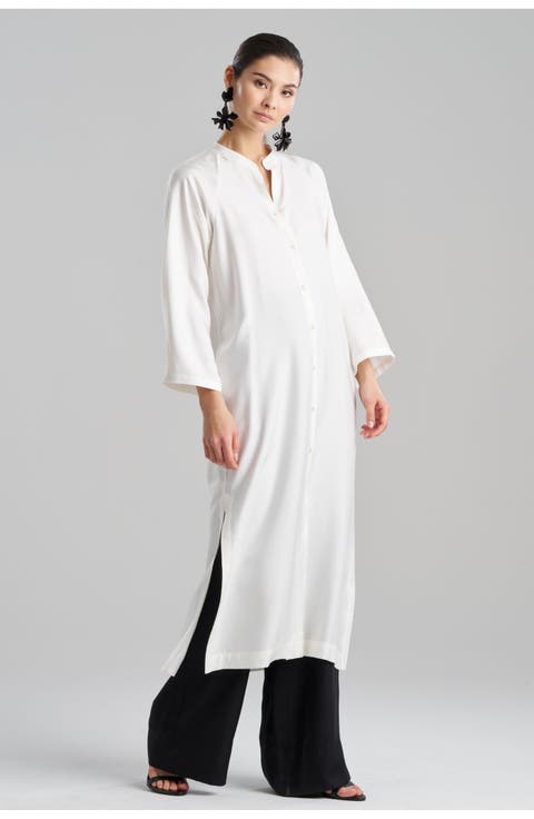 COTTON SILK TWILL Tunic with Side Slits