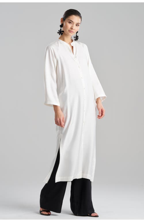 Natori COTTON SILK TWILL Tunic with Side Slits in White at Nordstrom, Size Small