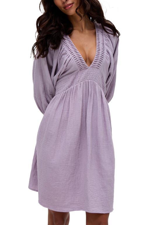 Raffya Soipoi Ruched V-neck Mini Dress In Purple