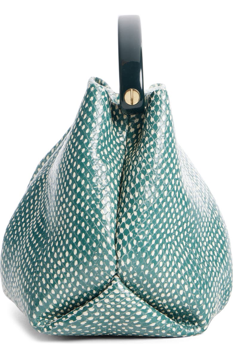 Dries Van Noten Small Pleated Snakeskin Embossed Leather Top Handle Bag, Alternate, color, 611 Emerald