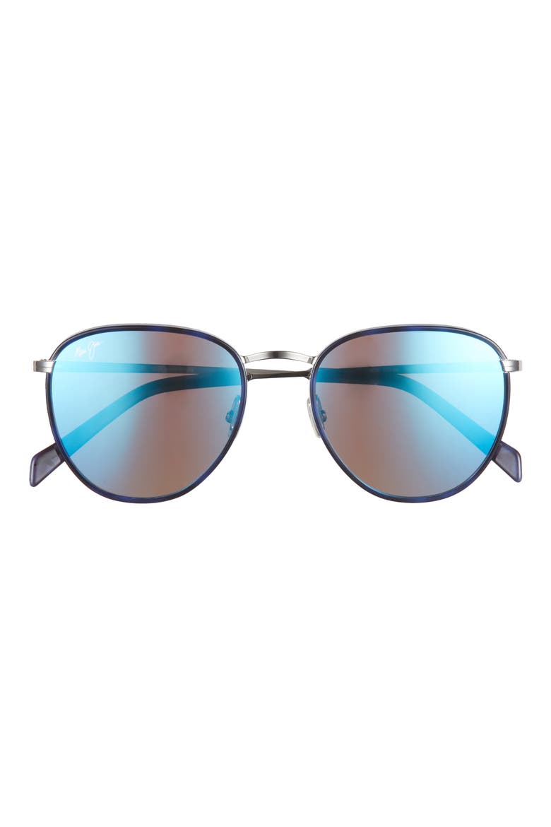 54mm Fashion Round Polarized Sunglasses, Main, color, BLUE SILVER BLUE