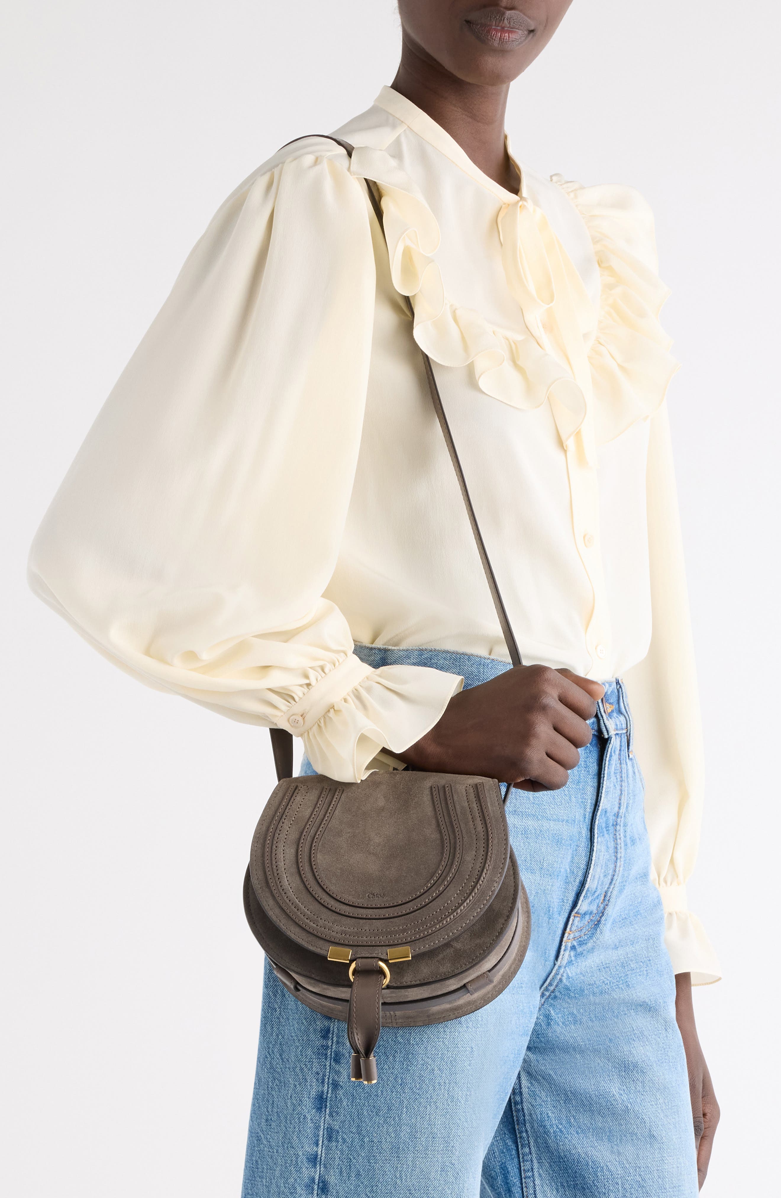 Marcie Suede Crossbody Bag, Alternate, color, NICKEL GREY