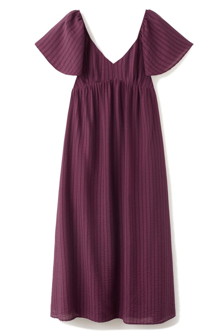Textured Gathered Empire Waist Dress, Main, color, MAROON