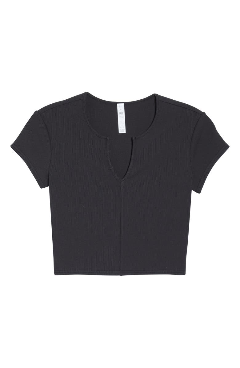Alo Savvy Short Sleeve Rib Crop Top, Alternate, color, 
