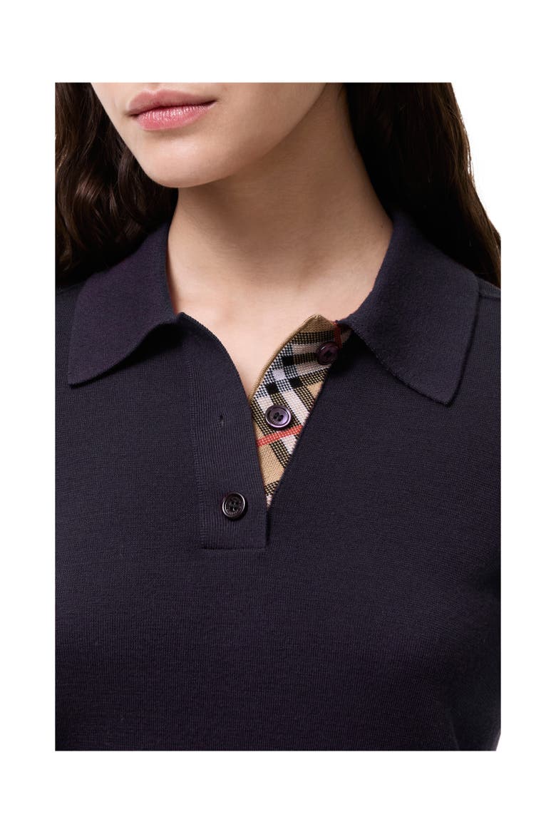 Long-sleeve Wool Polo Shirt, Alternate, color, Grape purple