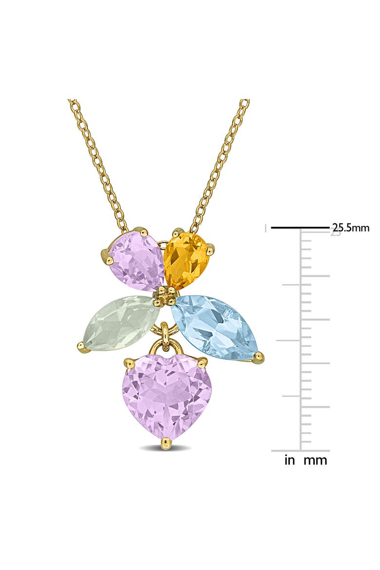 Semiprecious Stone Cluster Pendant Necklace, Alternate, color, GOLD MULTI
