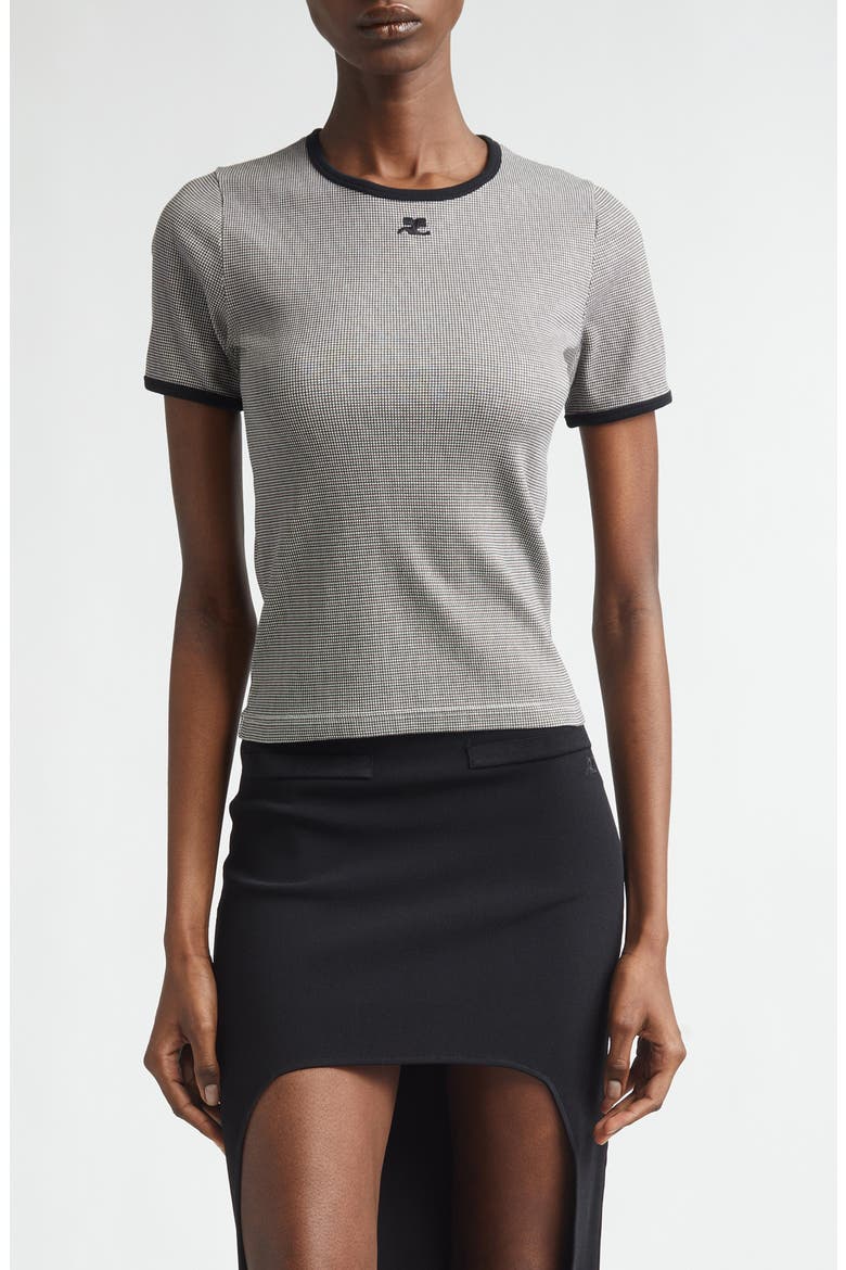 Houndstooth Check Contrast Trim Logo T-Shirt, Main, color, HOUNDSTOOTH/ BLACK