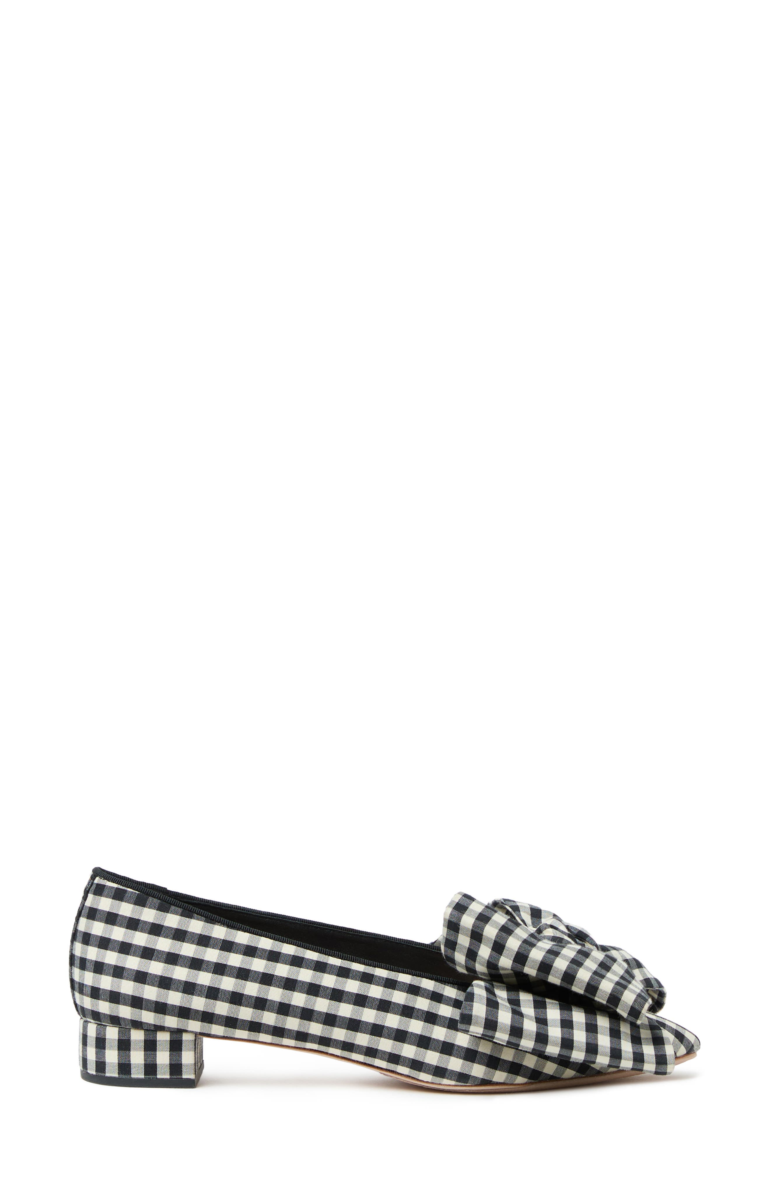 Loeffler Randall Noa Bow Flat, Alternate, color, Black/ White Gingham