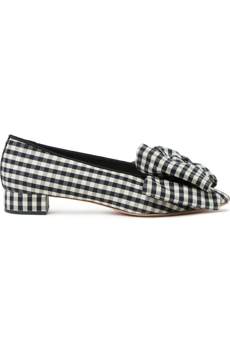 Loeffler Randall Noa Bow Flat, Alternate, color, Black/ White Gingham