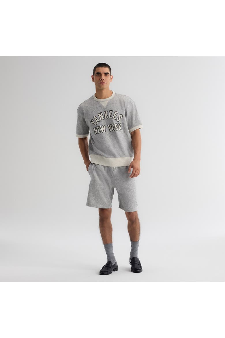 Men's Fanatics Steel Heather New York Yankees Iconic Terry Short Sleeve Sweatshirt, Alternate, color, Heather Gray