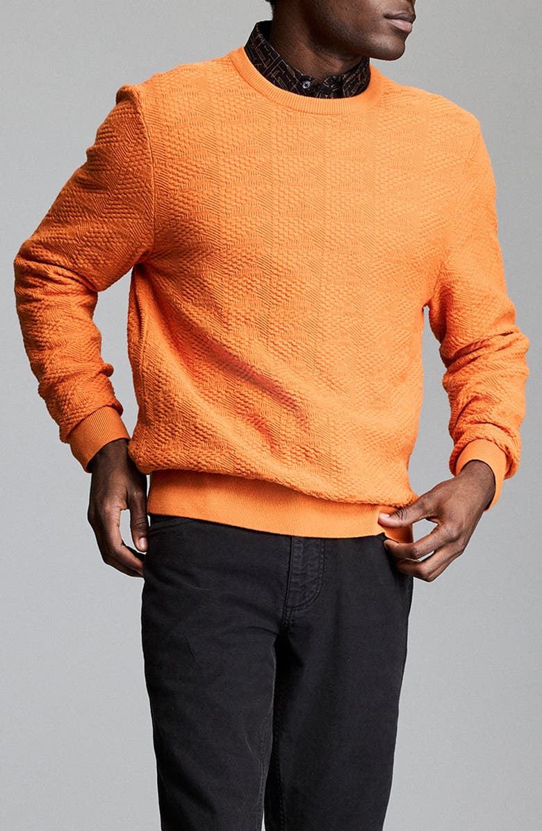 Billy Reid Geo Links Cotton Sweater, Main, color, Sunset