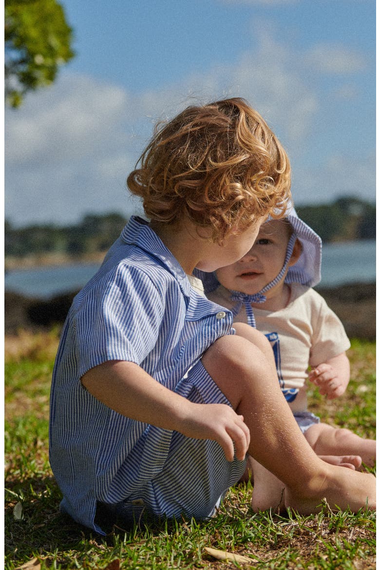 Kids' James Stripe Cotton & Linen Drawstring Shorts, Alternate, color, BLUE STRIPE