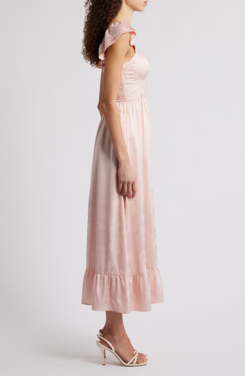 ZOE AND CLAIRE Flutter Sleeve Embossed Satin Sundress, Alternate, color, Light Pink