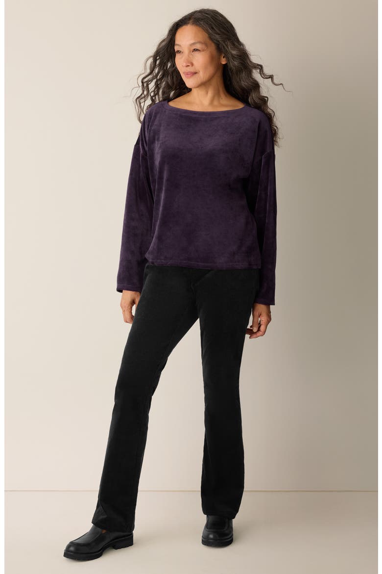 Boxy Velvet Top, Alternate, color, AUBERGINE