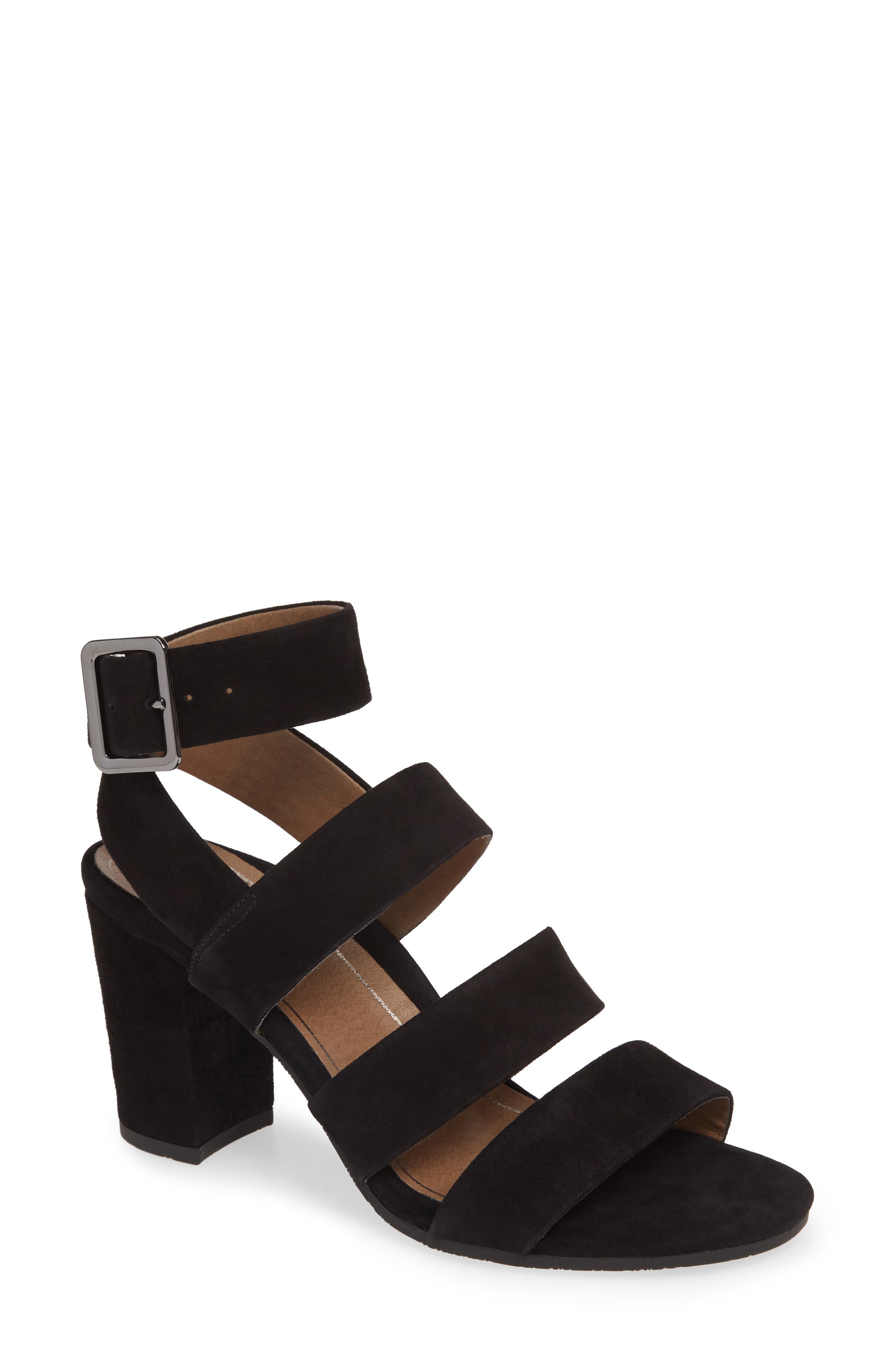 Vionic Blaire Block Heel Sandal, Main, color, BLACK SUEDE
