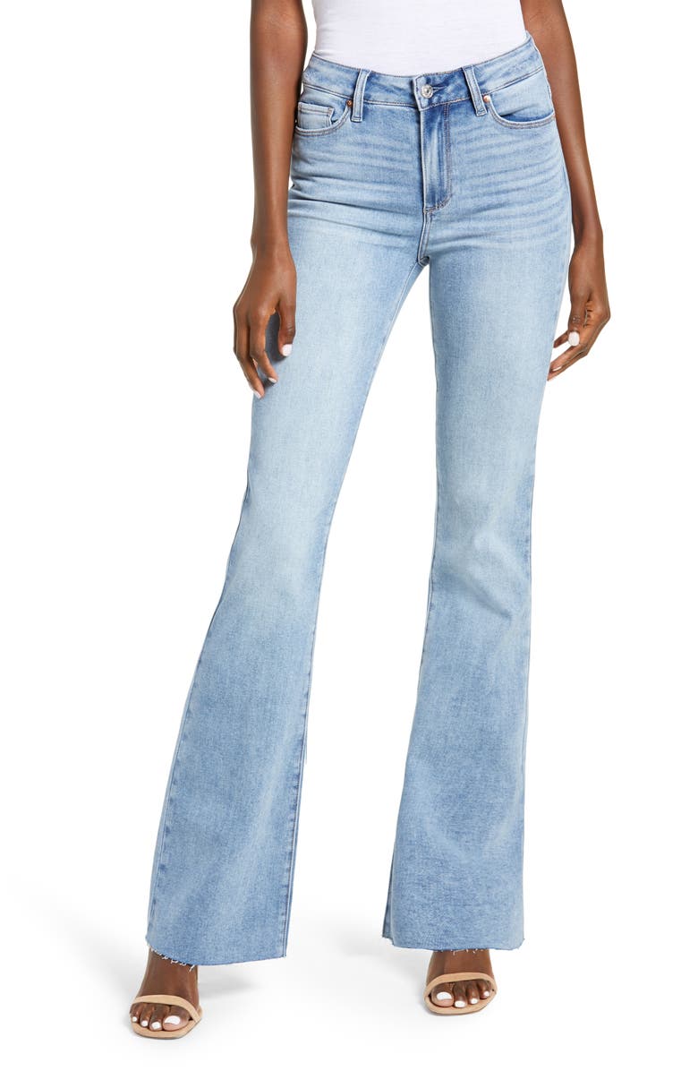 PAIGE Transcend Laurel Canyon High Waist Raw Hem Flare Jeans, Main, color, 