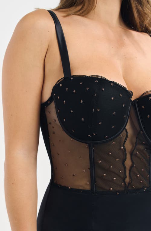 Etam Divine Embellished Underwire Bodysuit In Black