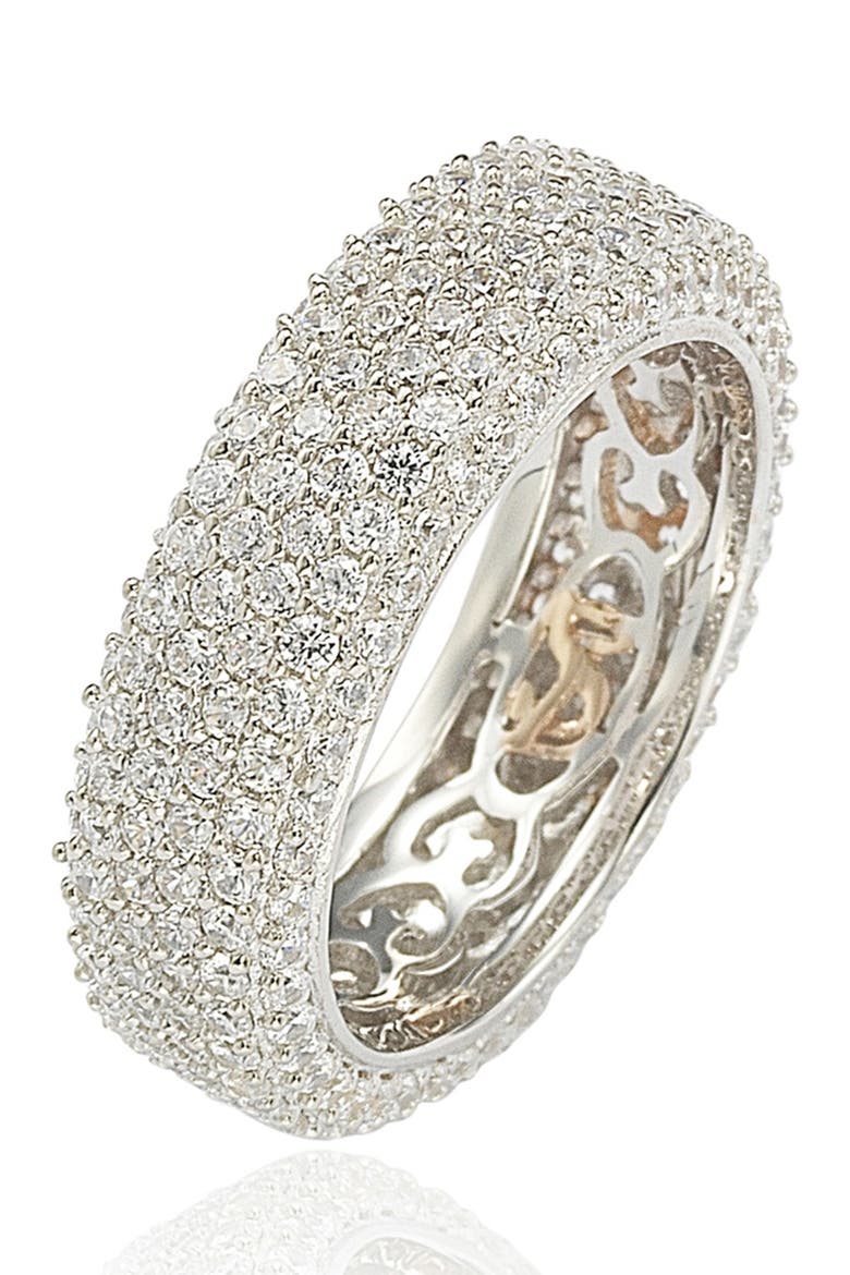 Sterling Silver White CZ Eternity Band Ring, Alternate, color, WHITE