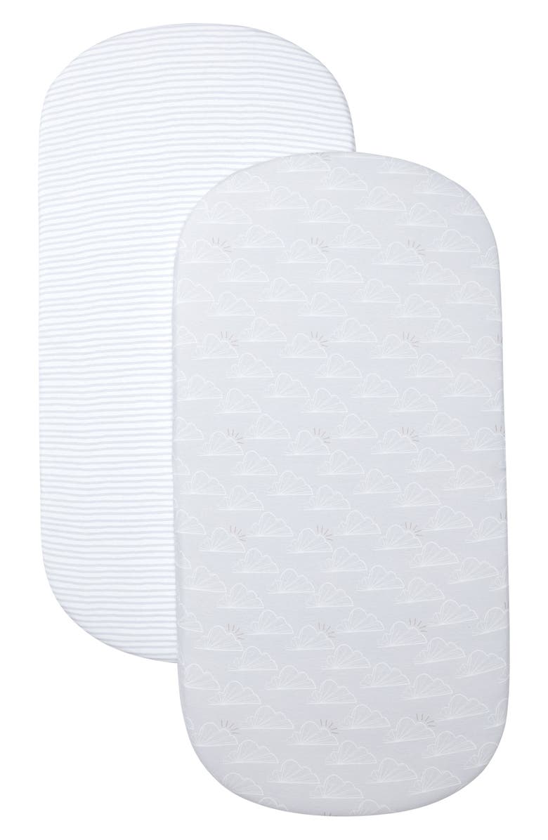 BEABA by Shnuggle Air Set of 2 Full Size Fitted Crib Sheets, Main, color,