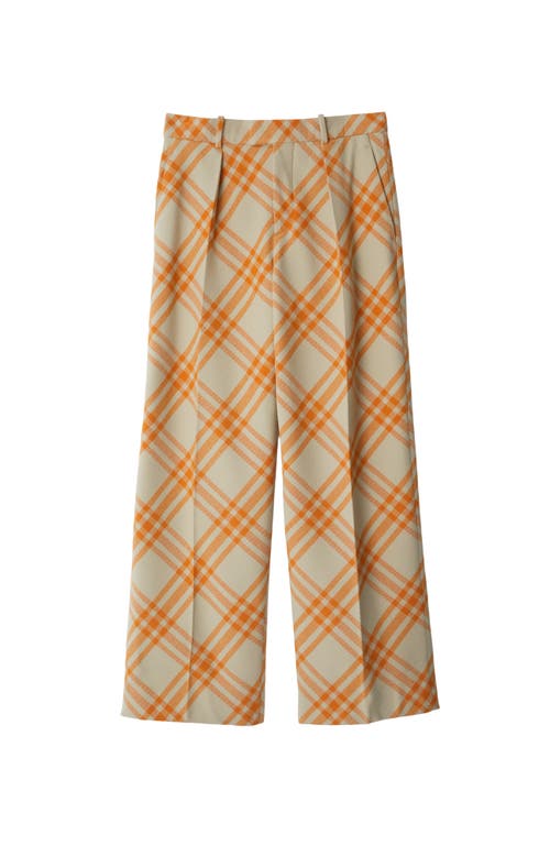 Burberry Check Wool Tailored Trousers In Light Sage