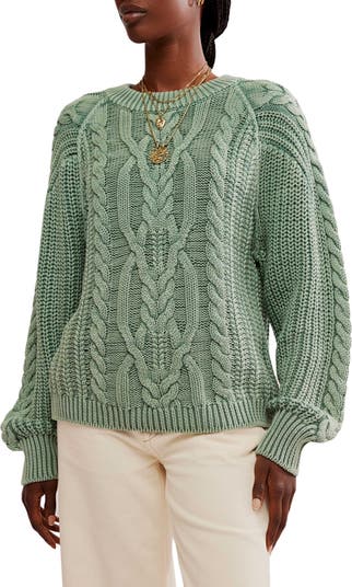 FREE PEOPLE online Cable-knit Cotton Sweater