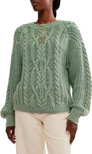 Free People Frankie Cable Cotton Sweater