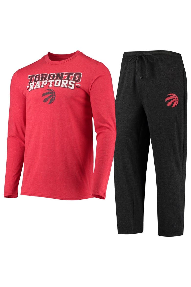 Men's Concepts Sport Black/Red Toronto Raptors Long Sleeve T-Shirt & Pants Sleep Set, Main, color, Black