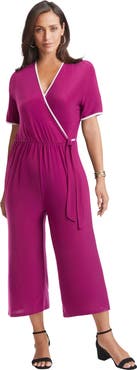 Jessica London Stretch Knit Cropped Wide Leg Jumpsuit