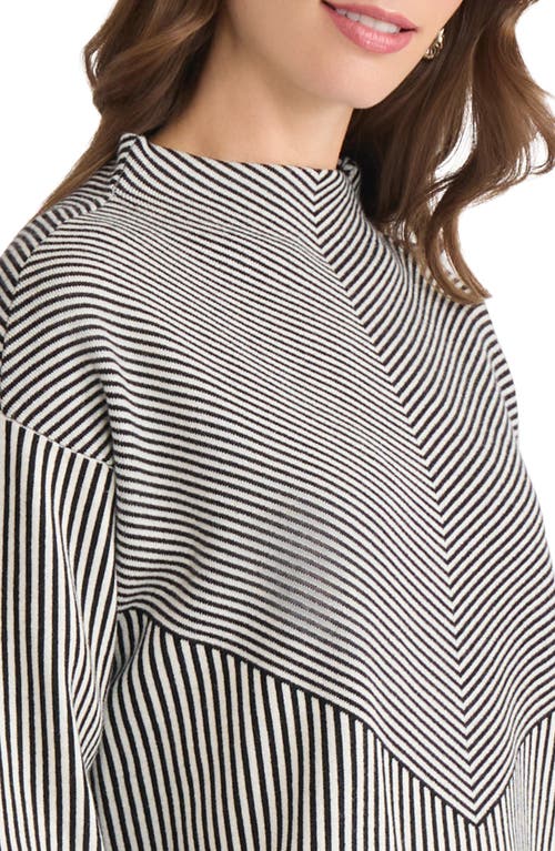 Jones New York Funnel Neck Jacquard Sweater In Black