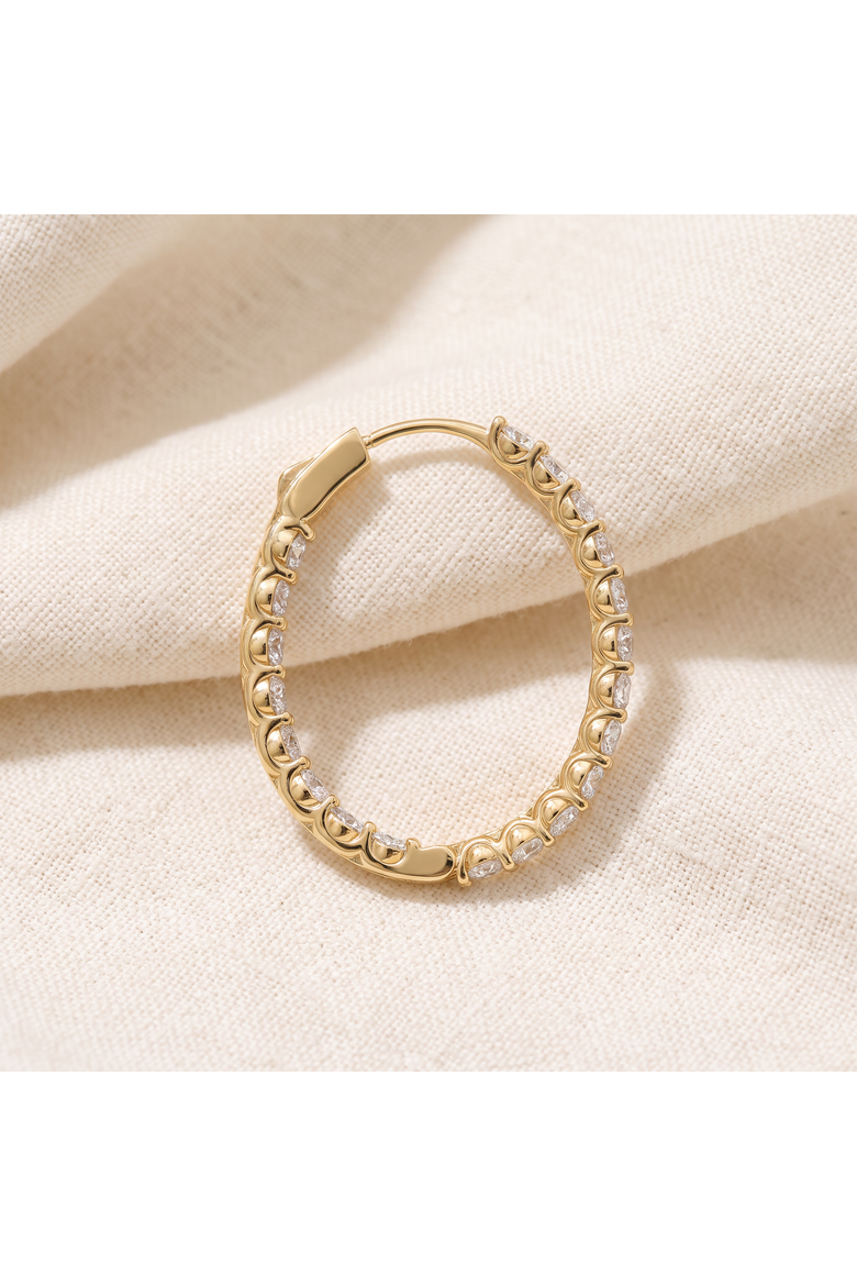 4Ct Diamond Hoops 14k Gold Women's Lab Grown Earrings 30mm Tall, Alternate, color, 14k White Gold