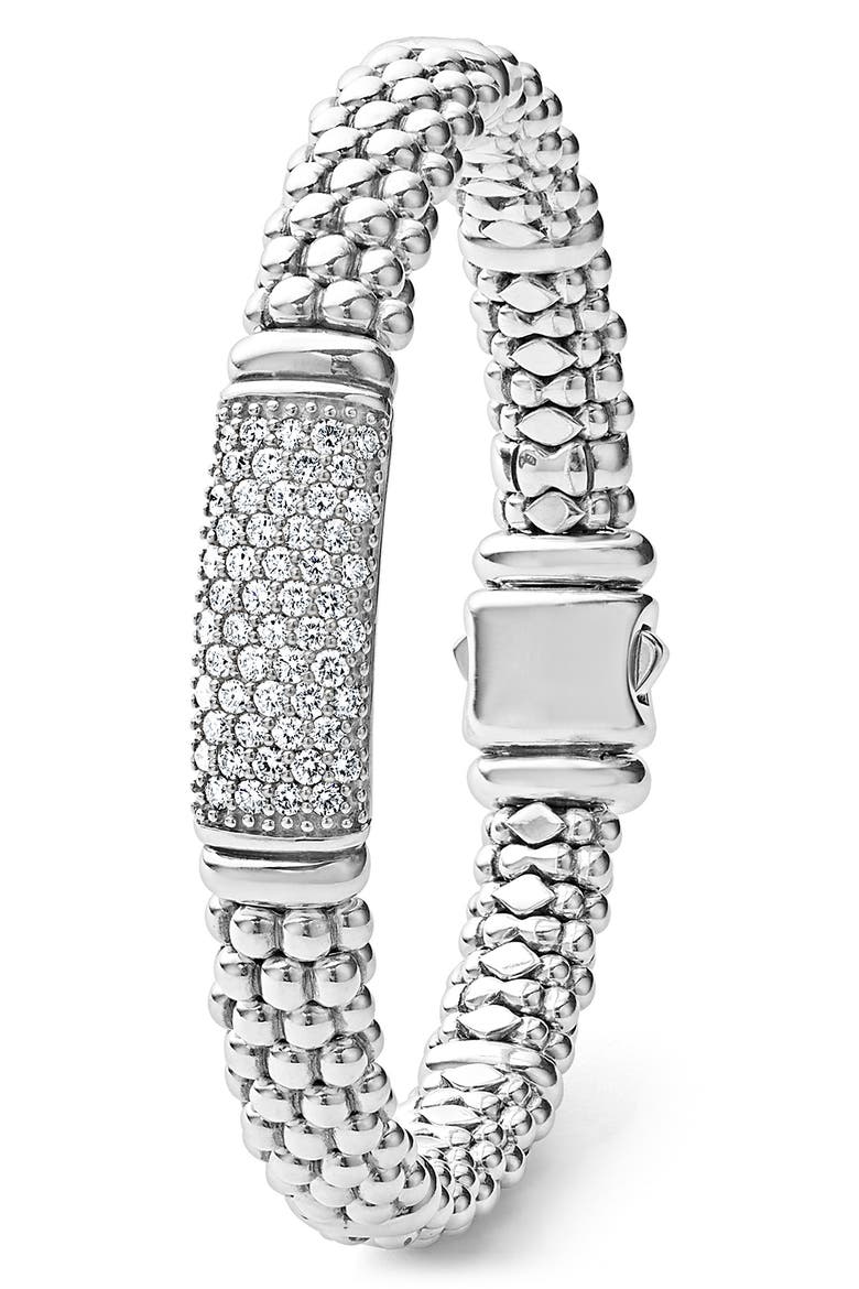 Signature Caviar Pavé Diamond Rope Bracelet, Alternate, color, SILVER DIAMOND